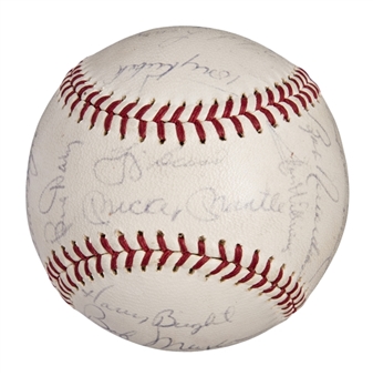 1964 American League Champion New York Yankees Team Signed OAL Cronin Baseball With 26 Signatures Including Mantle, Maris, Berra & Ford (PSA/DNA)